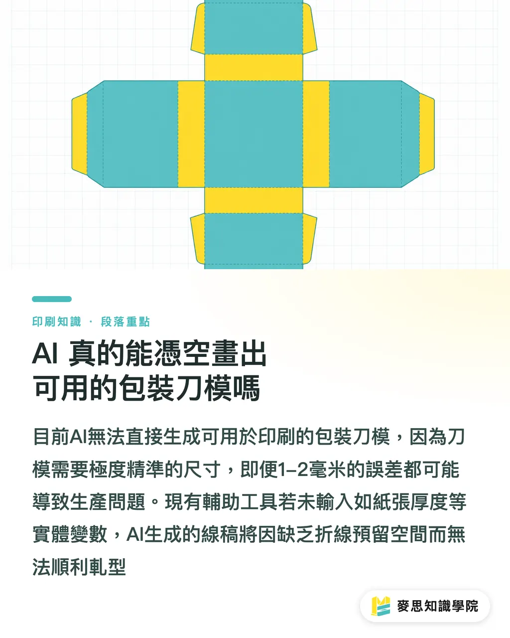 AI 真的能憑空畫出可用的包裝刀模嗎|AI能幫你畫紙盒刀模嗎?資深印刷顧問揭開包裝結構的真實邊界 段落重點
