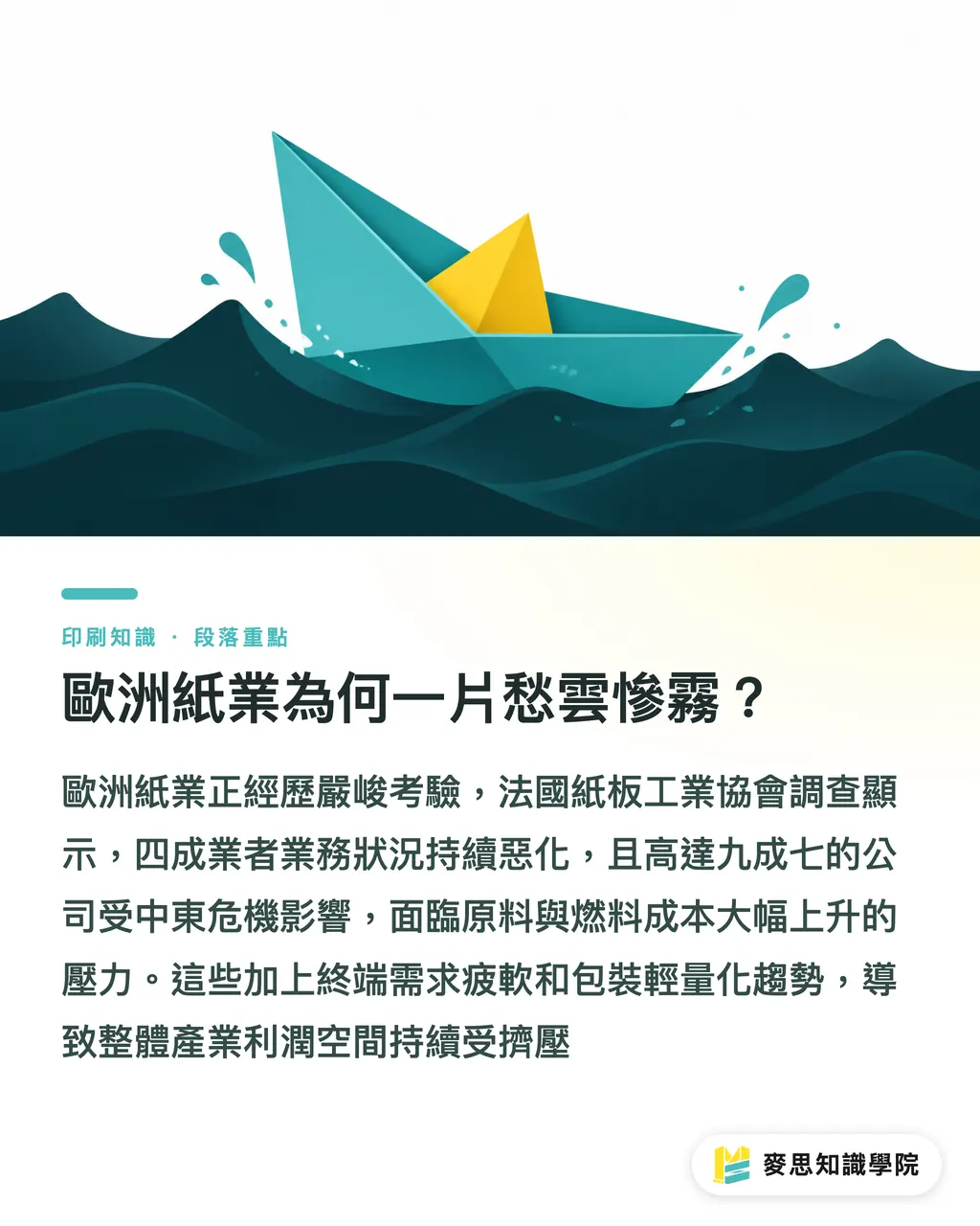歐洲紙業為何一片愁雲慘霧？｜紙板業信心溜滑梯，台灣印廠如何讀懂歐洲訊號、提前鎖定原料成本 段落重點