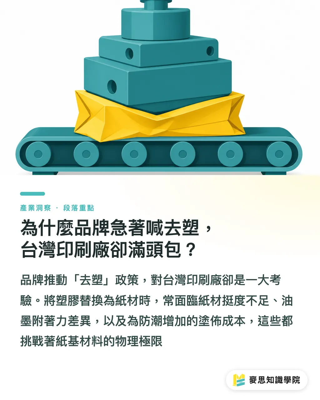為什麼品牌急著喊去塑，台灣印刷廠卻滿頭包？｜塑膠改紙絕非單純換材質：拆解 Mondi 建材包裝實戰關卡 段落重點